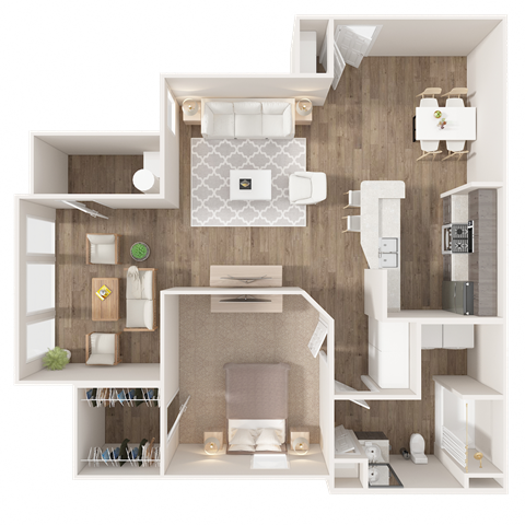1 Bed Floor Plan at Puller Place Apartments, North Carolina